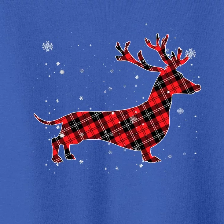 Red Plaid Buffalo Dachshund Dog Merry Christmas Funny Gift Toddler T-Shirt