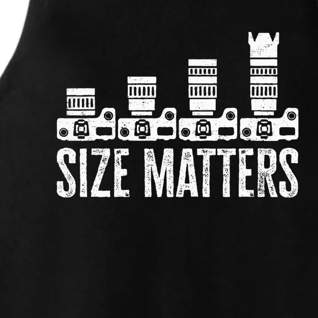 Retro Photography Camera Lens Size Matters Photographer Ladies Tri-Blend Wicking Tank