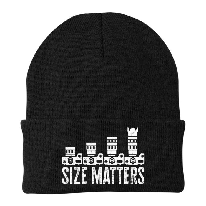 Retro Photography Camera Lens Size Matters Photographer Knit Cap Winter Beanie