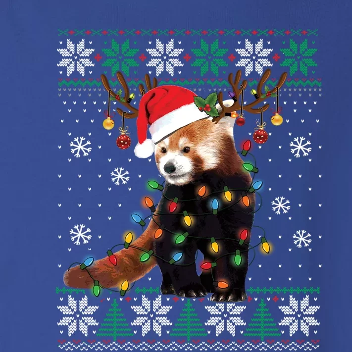 Red Panda Christmas Lights Santa Hat Ugly Sweater Xmas Cute Gift Toddler Long Sleeve Shirt