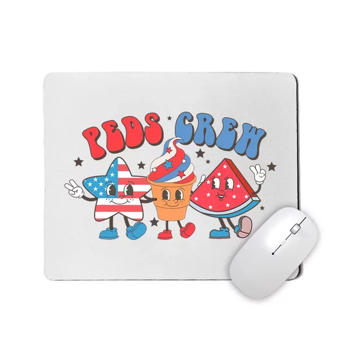 Retro Peds Crew 4th Of July Peds Pediatric Nurse Mousepad