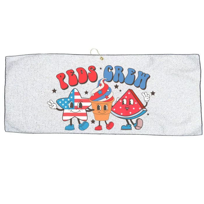 Retro Peds Crew 4th Of July Peds Pediatric Nurse Large Microfiber Waffle Golf Towel