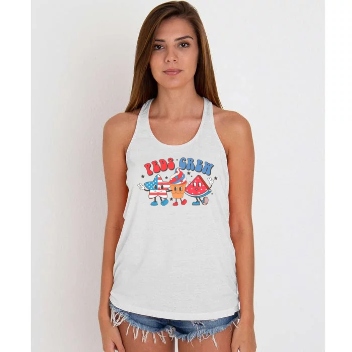 Retro Peds Crew 4th Of July Peds Pediatric Nurse Women's Knotted Racerback Tank