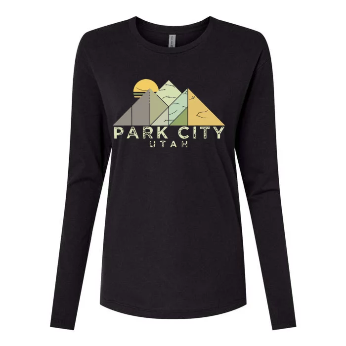 Retro Park City Utah Distressed Hiking Womens Cotton Relaxed Long Sleeve T-Shirt