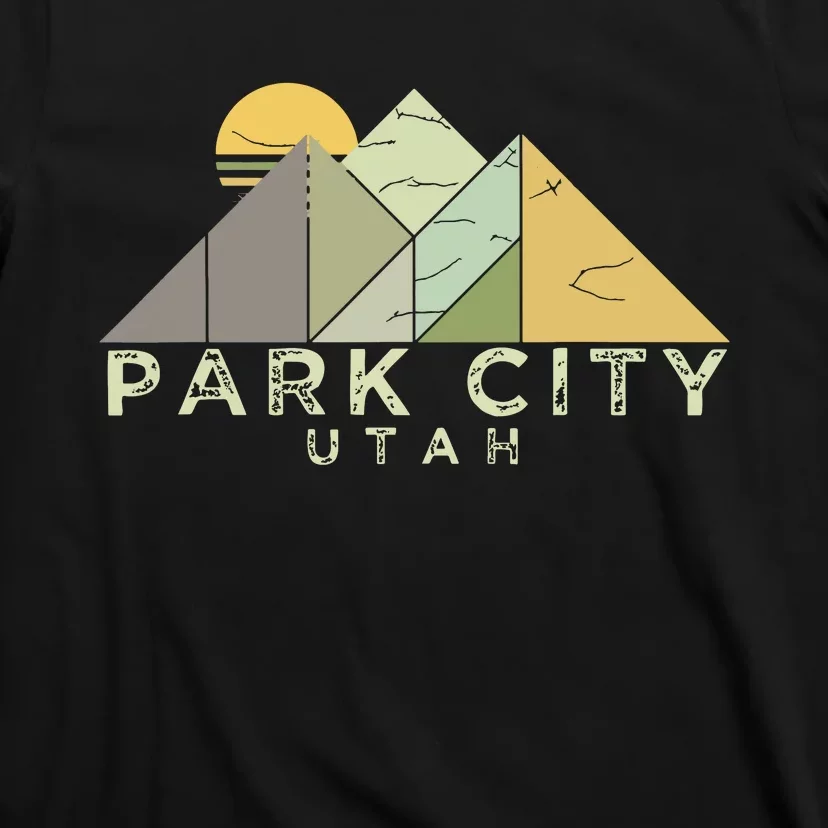 Retro Park City Utah Distressed Hiking T-Shirt