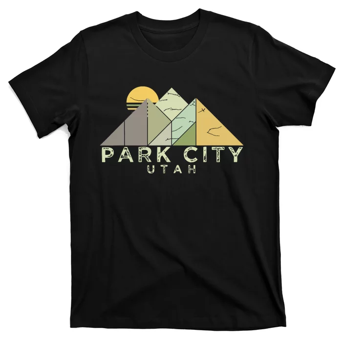 Retro Park City Utah Distressed Hiking T-Shirt