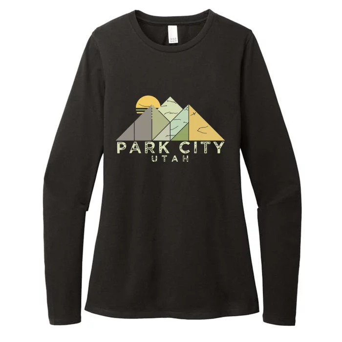 Retro Park City Utah Distressed Hiking Womens CVC Long Sleeve Shirt