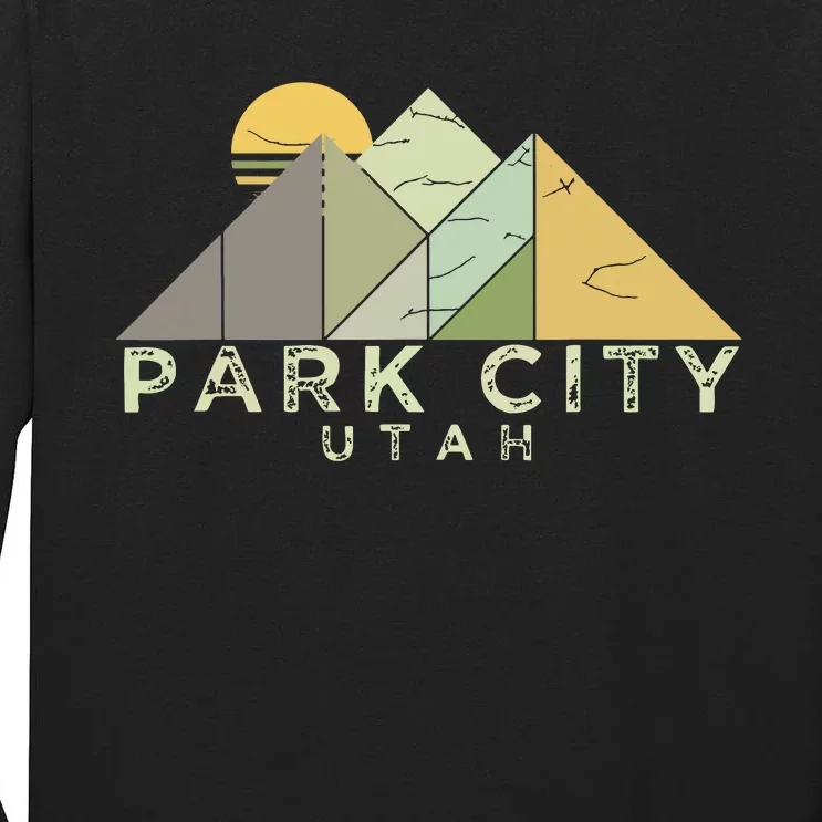 Retro Park City Utah Distressed Hiking Tall Long Sleeve T-Shirt