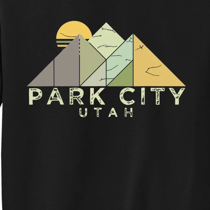 Retro Park City Utah Distressed Hiking Tall Sweatshirt