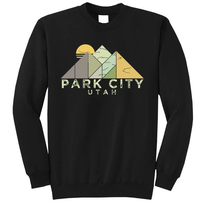 Retro Park City Utah Distressed Hiking Tall Sweatshirt