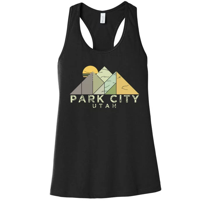 Retro Park City Utah Distressed Hiking Women's Racerback Tank