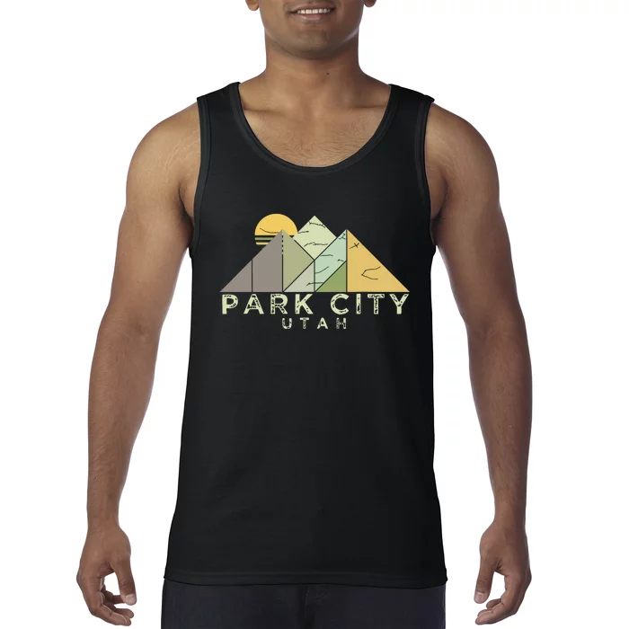 Retro Park City Utah Distressed Hiking Tank Top