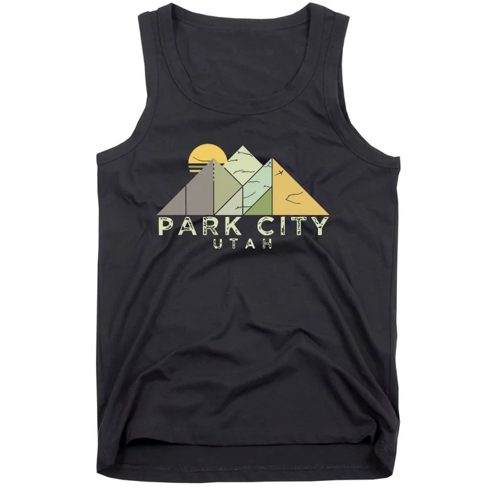 Retro Park City Utah Distressed Hiking Tank Top