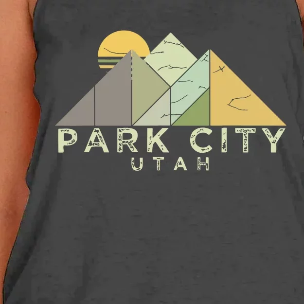 Retro Park City Utah Distressed Hiking Women's Knotted Racerback Tank