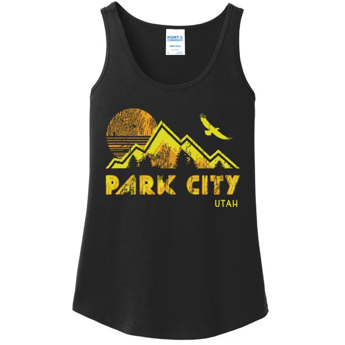 Retro Park City Utah Distressed Home Ladies Essential Tank