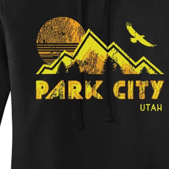 Retro Park City Utah Distressed Home Women's Pullover Hoodie