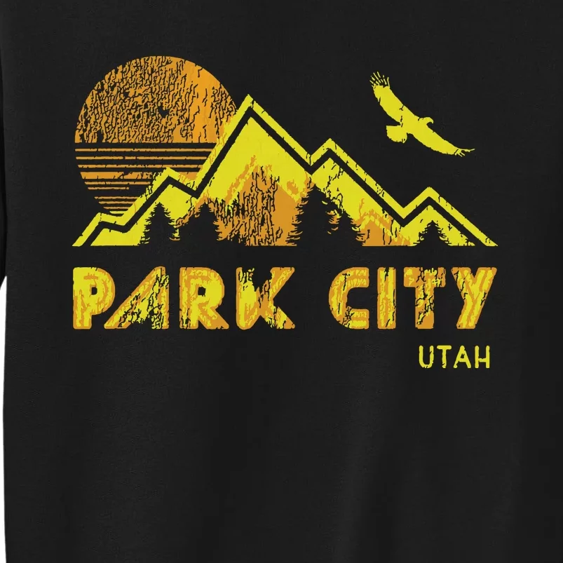 Retro Park City Utah Distressed Home Tall Sweatshirt