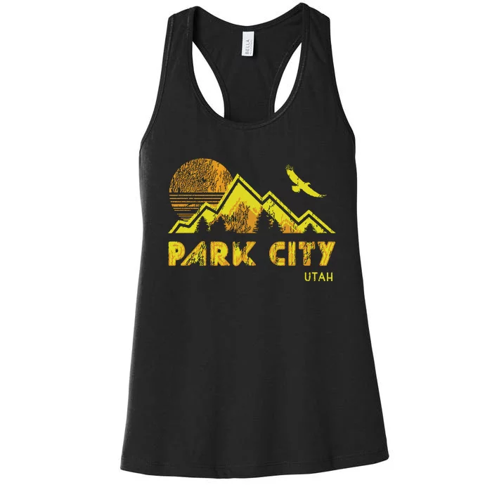 Retro Park City Utah Distressed Home Women's Racerback Tank