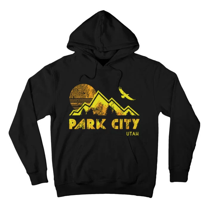 Retro Park City Utah Distressed Home Tall Hoodie