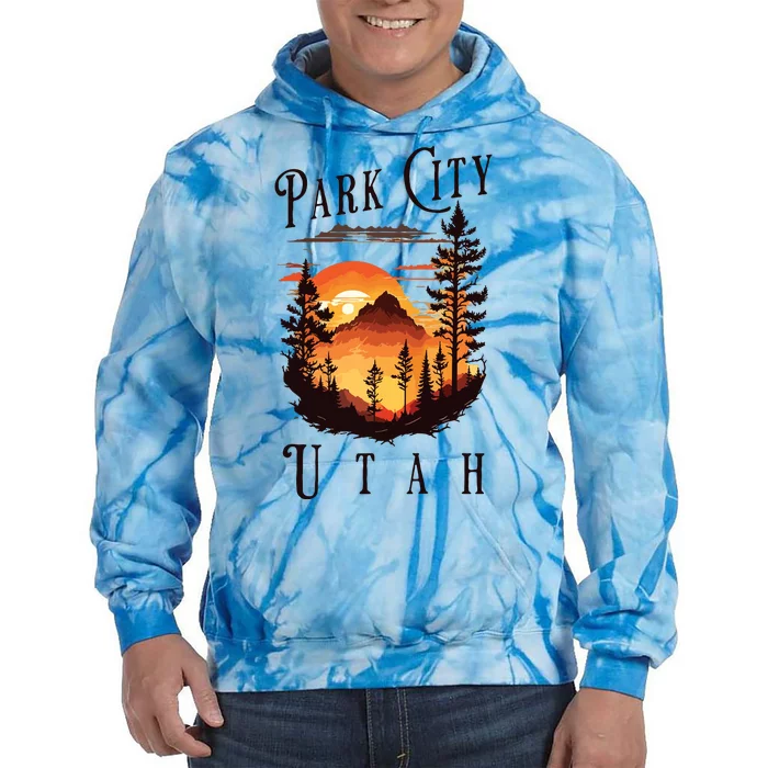 Retro Park City Utah National Park Mountains Nature Camping Tie Dye Hoodie