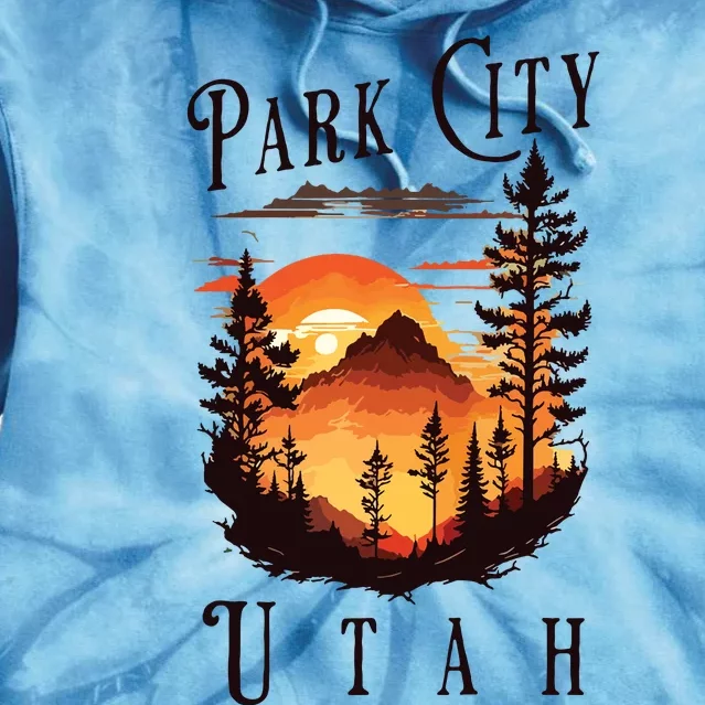 Retro Park City Utah National Park Mountains Nature Camping Tie Dye Hoodie