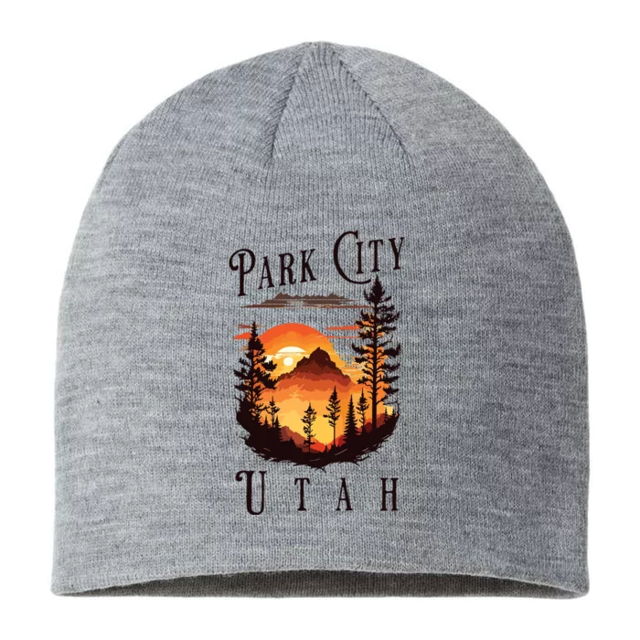 Retro Park City Utah National Park Mountains Nature Camping 8 1/2in Sustainable Knit Beanie