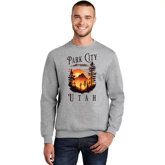 Retro Park City Utah National Park Mountains Nature Camping Tall Sweatshirt