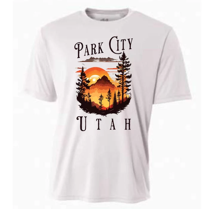 Retro Park City Utah National Park Mountains Nature Camping Cooling Performance Crew T-Shirt