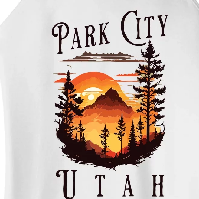 Retro Park City Utah National Park Mountains Nature Camping Women’s Perfect Tri Rocker Tank