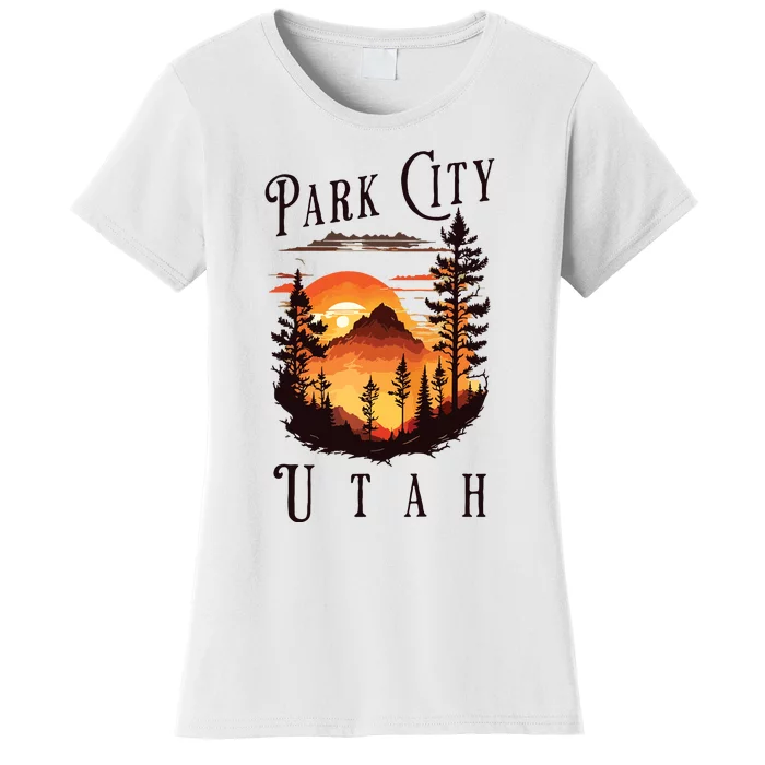 Retro Park City Utah National Park Mountains Nature Camping Women's T-Shirt