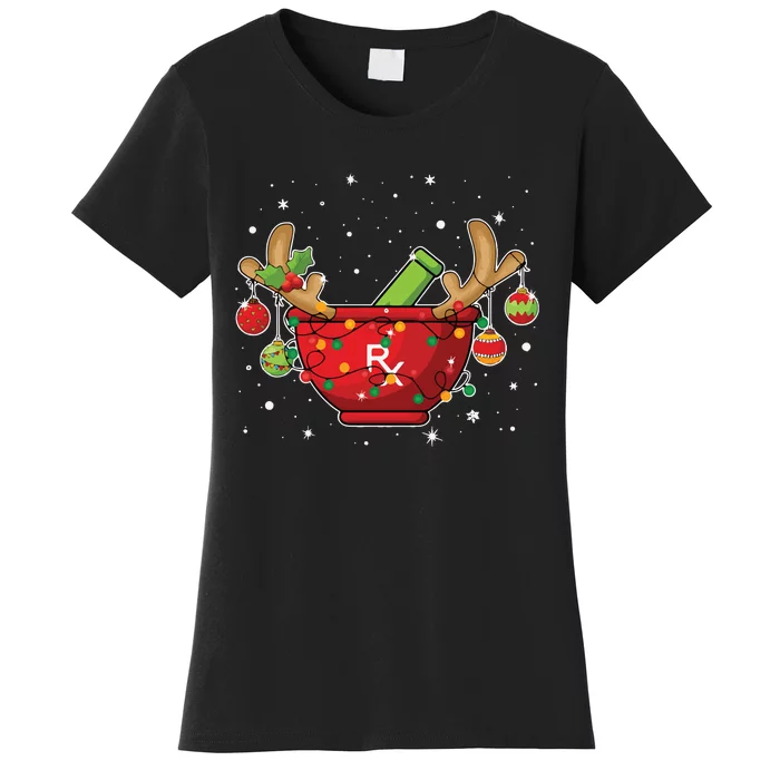 Reindeer Pharmacy Christmas Lights Pharmacy Life Women's T-Shirt