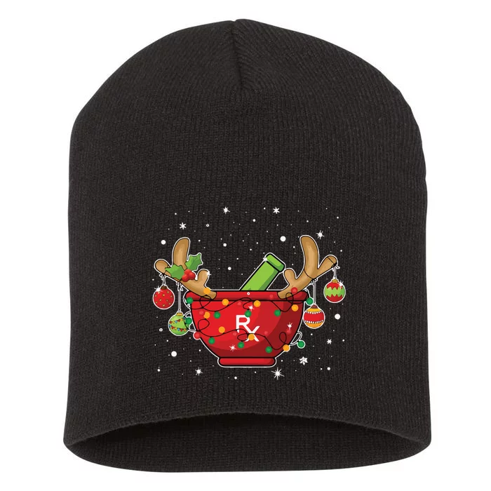 Reindeer Pharmacy Christmas Lights Pharmacy Life Short Acrylic Beanie