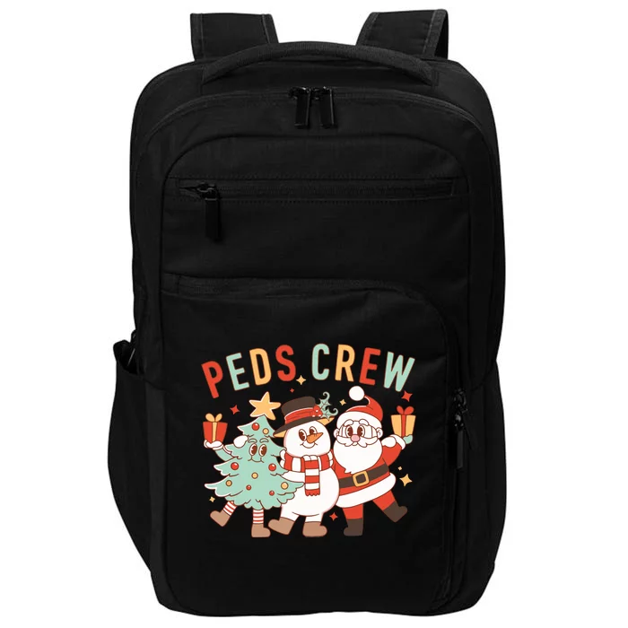 Retro Peds Crew Christmas Pediatric Nurse Nursing Group Impact Tech Backpack