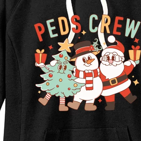 Retro Peds Crew Christmas Pediatric Nurse Nursing Group Women's Fleece Hoodie