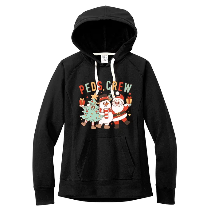 Retro Peds Crew Christmas Pediatric Nurse Nursing Group Women's Fleece Hoodie