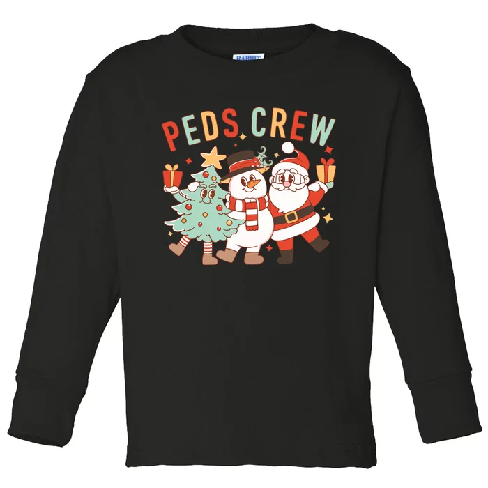 Retro Peds Crew Christmas Pediatric Nurse Nursing Group Toddler Long Sleeve Shirt