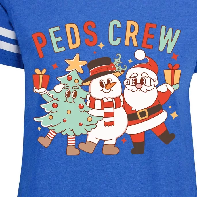 Retro Peds Crew Christmas Pediatric Nurse Nursing Group Enza Ladies Jersey Football T-Shirt