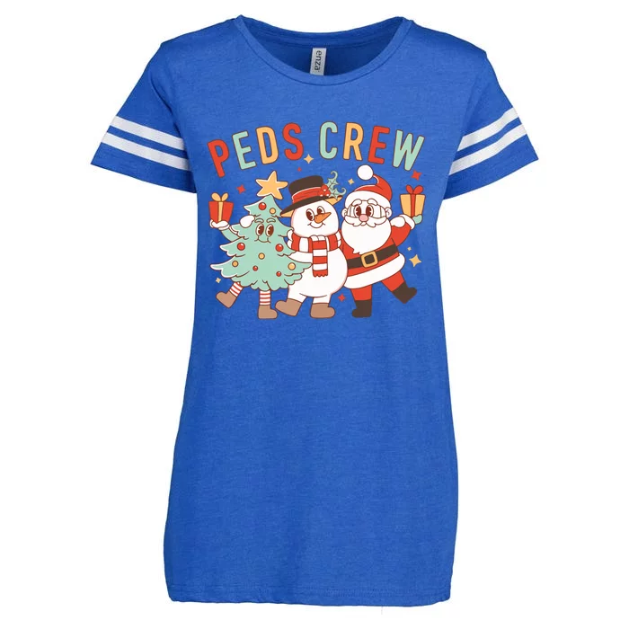 Retro Peds Crew Christmas Pediatric Nurse Nursing Group Enza Ladies Jersey Football T-Shirt