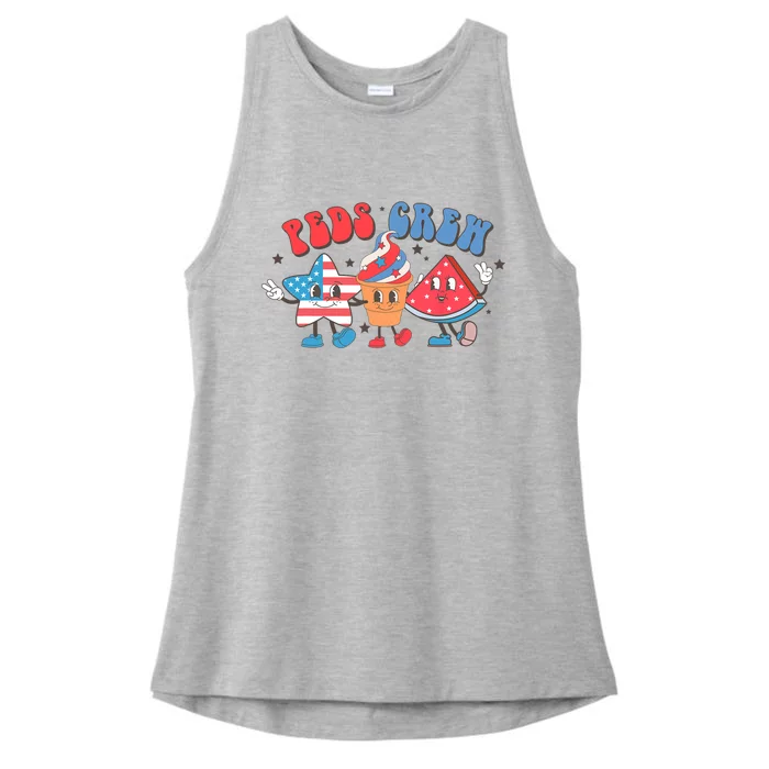 Retro Peds Crew 4th Of July Peds Pediatric Nurse Wo Ladies Tri-Blend Wicking Tank