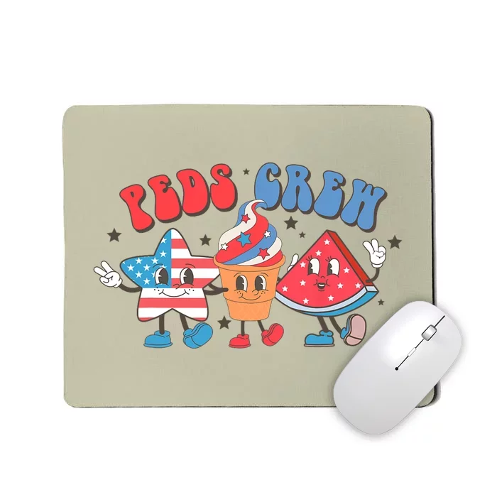 Retro Peds Crew 4th Of July Peds Pediatric Nurse Wo Mousepad