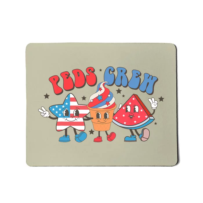 Retro Peds Crew 4th Of July Peds Pediatric Nurse Wo Mousepad