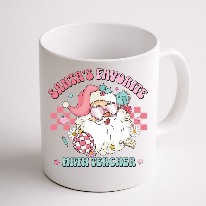 Retro Pink Christmas SantaS Favorite Math Teacher Xmas Great Gift Front & Back Coffee Mug