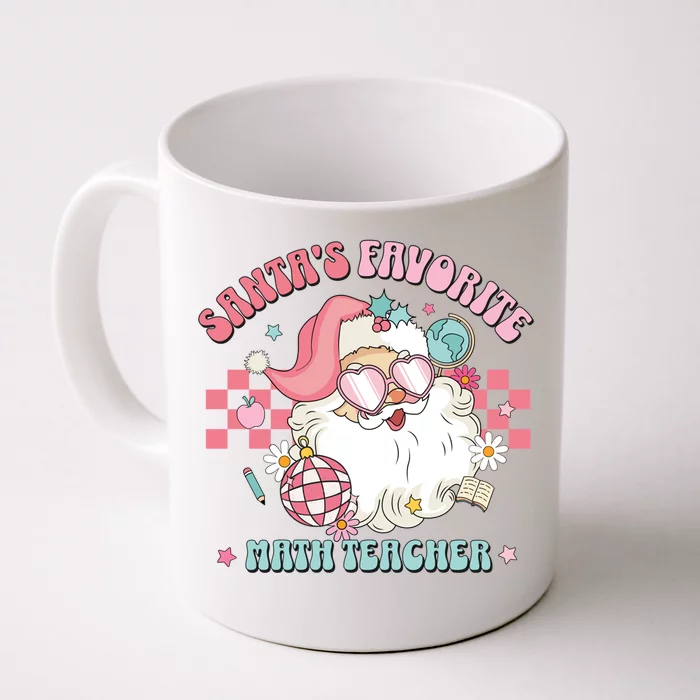 Retro Pink Christmas SantaS Favorite Math Teacher Xmas Great Gift Front & Back Coffee Mug