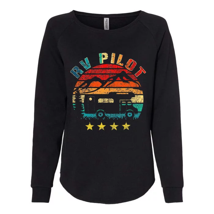 RV Pilot Camping Funny Vintage Motorhome Travel Vacation Womens California Wash Sweatshirt