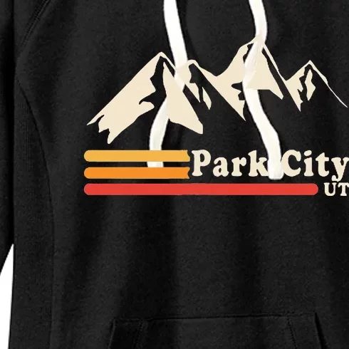 Retro Park City Utah Mountains Ski Women's Fleece Hoodie