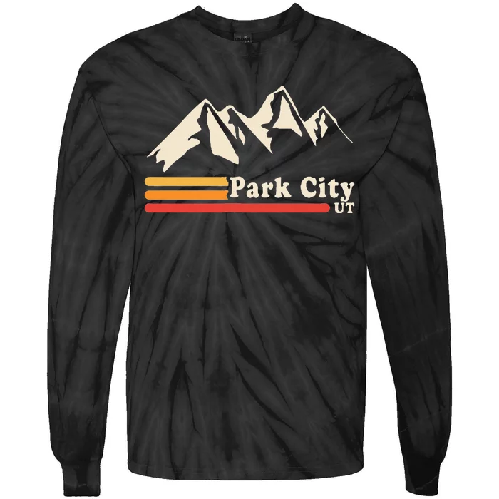 Retro Park City Utah Mountains Ski Tie-Dye Long Sleeve Shirt