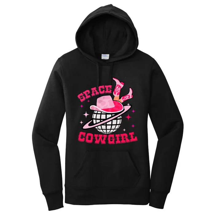 Retro Pink Cowhide Disco Space Cowgirl Western Women's Pullover Hoodie