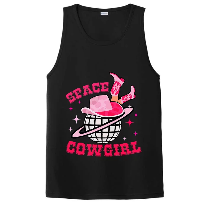 Retro Pink Cowhide Disco Space Cowgirl Western Performance Tank