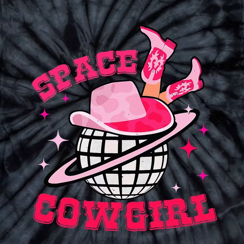 Retro Pink Cowhide Disco Space Cowgirl Western Tie-Dye T-Shirt