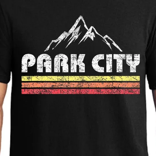 Retro Park City Utah Mountain Faded Bars Ski Sports Pajama Set